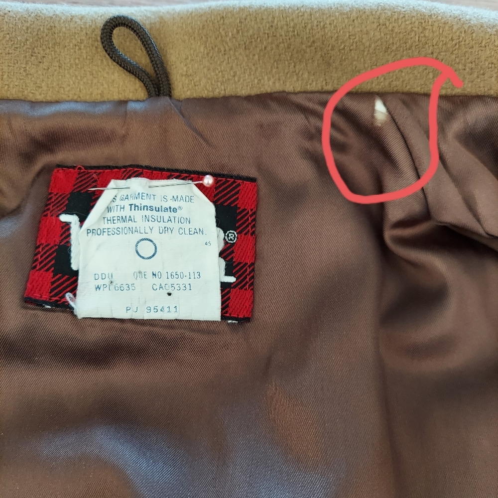 Vintage WOOLRICH Wool Coat Flight Jacket Tan Lined Large Made in USA Blouson EUC - Picture 16 of 16